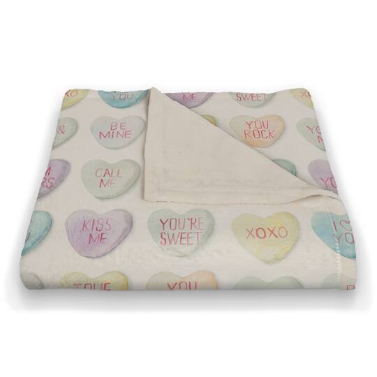 Be Mind Candy Heart Coral Fleece Throw Blanket